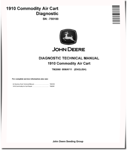 John Deere 1910 Commodity Air Carts (SN. up to 755100) Diagnostic Manual (TM2068)