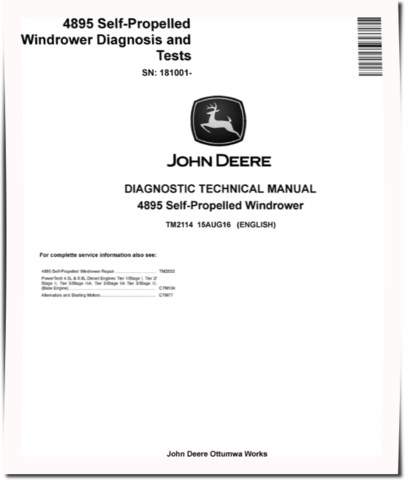 John Deere 4895 (SN. from 181001) Self-Propelled Windrowers Diagnostic Manual (TM2114)