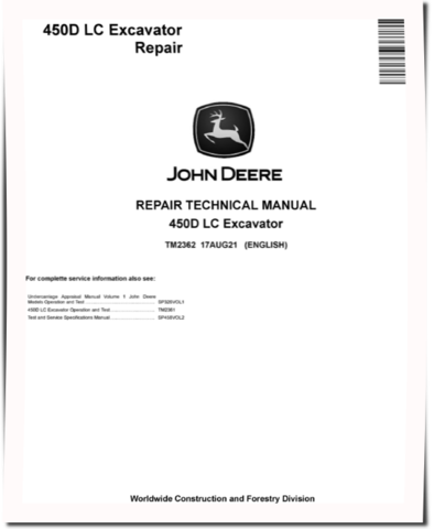John Deere 450D LC Crawler Excavators Repair Manual (TM2362)