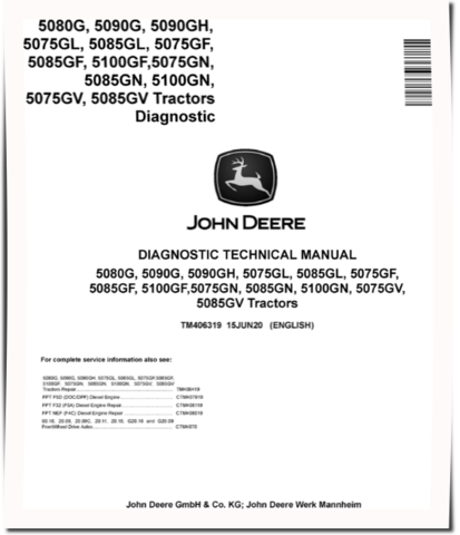 John Deere 5075GF/GL/GN/GV, 5080G, 5085GF/GL/GN/GV, 5090G/GH, 5100GF/GN Tractors Diagnostic Manual (TM406319)