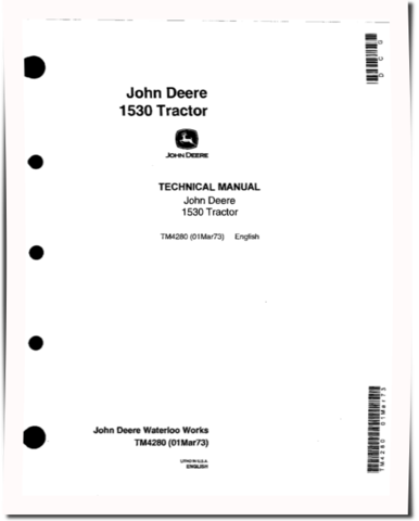 John Deere 1530 Tractors Technical Service Manual (tm4280)