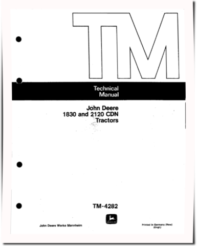John Deere 1830 and 2120 Tractors Technical Manual (TM4282)