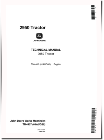 John Deere 2950 Tractors Technical Manual (TM4407)