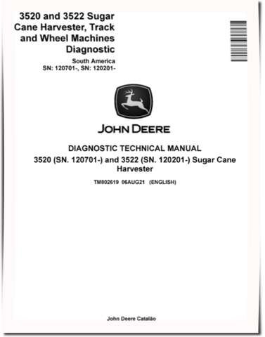 John Deere 3520 (SN. from 120701) and 3522 (SN. from 120701) Sugar Cane Harvesters (South America) Diagnostic Manual (TM802619)
