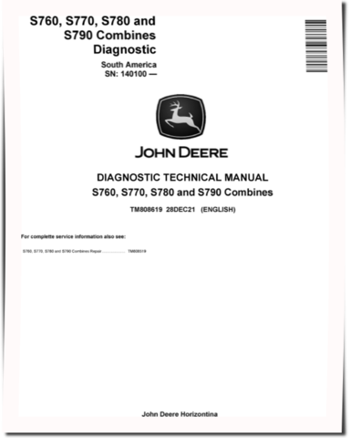 John Deere S760, S770, S780 and S790 Combines (South America, SN. from 140100) Diagnostic Manual (TM808619)