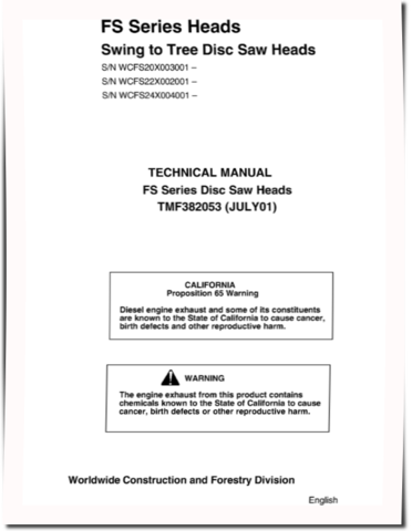 Timberjack FS20, FS22 and FS24 Felling Heads Technical Manual (TMF382053)