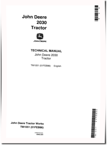 John Deere 2030 Utility Tractors Technical Manual (tm1051)