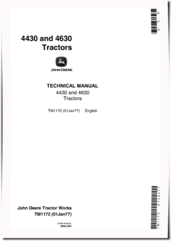 John Deere 4430 (SN: 033109-) and 4630 (SN: 011717-) Row-Crop Tractors Technical Manual (tm1172)