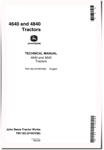 John Deere 4640 and 4840 Tractors Technical Manual (tm1183)