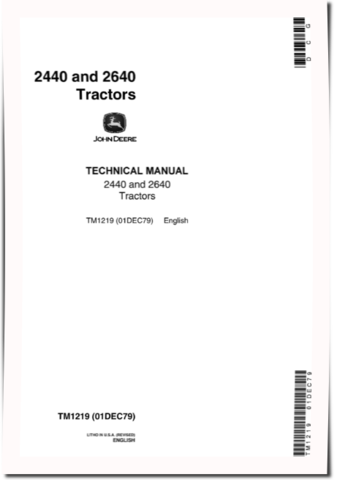 John Deere 2440 and 2640 (SN: 341000-) Tractors Technical Manual (tm1219)