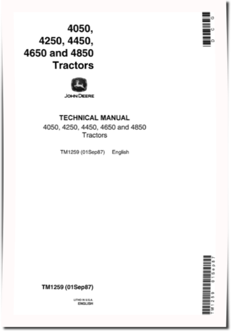 John Deere 4050, 4250, 4450, 4650 and 4850 Tractors Operation and Test Manual (tm1259)