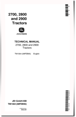 John Deere 2700, 2800 and 2900 Tractors Technical Manual (tm1564)