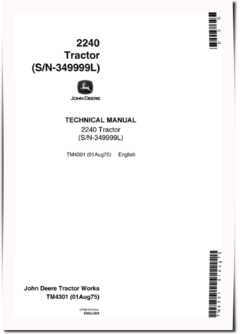 John Deere 2240 Utility Tractors Technical Service Manual (tm4301)