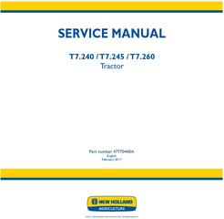 New Holland T7.240, T7.245, T7.260 Tractor Service Manual
