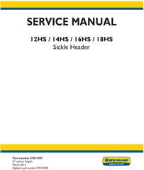 New Holland 12HS, 14HS, 16HS, 18HS Sickle Header Service Manual