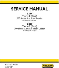 New Holland L234 Skid Steer loader, C238 Compact Track loader Tier 4B (final) Service Manual