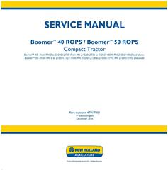 New Holland Boomer 40 ROPS, Boomer 50 ROPS Compact Tractor Service Manual (Europe)