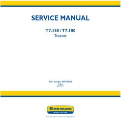 New Holland T7.150, T7.180 Tractor Service Manual (Africa)