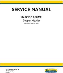 New Holland 840CD, 880CF (PIN: YHH042800 and above) Draper header Service Manual