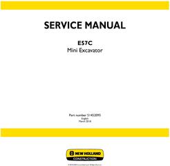 New Holland E57C Mini Excavator Service Manual (USA)