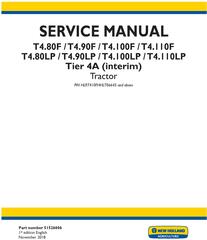 New Holland T4.80F/LP, T4.90F/LP, T4.100F/LP, T4.110F/LP Tier4A interim Tractor Service Manual (USA)