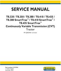 New Holland T8.320, T8.350, T8.380, T8.410, T8.435 and SmartTrax CVT TIER 4B Tractor Service Manual