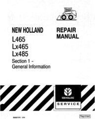 New Holland L465, LX465, LX485 Skid Steer Loader Service Manual