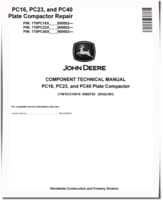 John Deere PC16, PC23 and PC40 Plate Compactors Component Technical Manual (CTM10121X019)