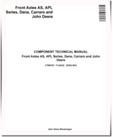 John Deere, APL 335, 350, 359, AS 2060, 3035, 3050, 3060, Carrao 20.09, 2WD, Dana 2WD, 720, 725, 750, 755 Axles Technical Manual (CTM8193)