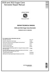 TM100419 - John Deere 3520 and 3522 Sugar Cane Harvester PIN Prefix NW Service Repair Technical Manual