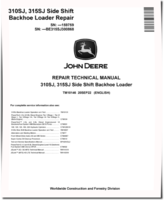 John Deere 310SJ (SN. before 159759) and 315SJ (SN. before 300868) Side Shift Backhoe Loaders Repair Manual (TM10146)