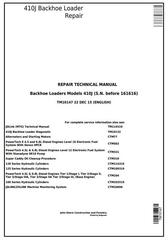 TM10147 - John Deere 410J Backhoe Loader (SN. before 161616) Service Repair Technical Manual