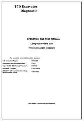 TM10258 - John Deere 17D Compact Excavator Diagnostic, Operation and Test Manual