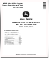 John Deere 450J, 550J and 650J Crawler Dozers (SN: 141667-159986) Operation and Test Manual (TM10292)