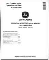 John Deere 750J (SN: 141344-219962) Crawler Dozers Operation and Test Manual (TM10293)