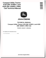 John Deere 4120 (SN. from 610001) and 4320 (SN. from 620001) Compact Utility Tractors with Cab Technical Manual (TM105319)
