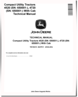John Deere 4520 and 4720 Compact Utility Tractors with Cab (SN. from 650001) Technical Manual (TM105419)