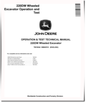 John Deere 220DW Wheeled Excavators Operation and Test Manual (TM10544)