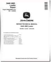 John Deere 544K (SN. before 642664) 4WD Loaders with Tier3 Engine 6068HDW74 Repair Manual (TM10689)