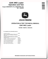 John Deere 624K (SN. before 642634) 4WD Loaders with 6068HDW79 Tier3, 6068HDW83 Stage2 Engines Operation and Test Manual (TM10690)