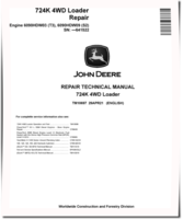 John Deere 724K (SN. before 641522) 4WD Loaders with 6090HDW03 Tier3, 6090HDW09 Stage2 Engines Repair Manual (TM10697)