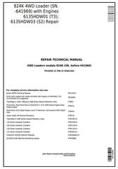 TM10699 - John Deere 824K 4WD Loader (SN.-641969) w.Engines 6135HDW01, 6135HDW03 Service Repair Manual