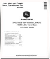 John Deere 450J, 550J and 650J Crawler Dozers (SN. from 159987) Operation and Test Manual (TM10721)