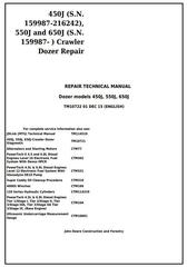 TM10722 - John Deere 450J, 550J, 650J (S.N.from 159987) Crawler Dozer Service Repair Technical Manual