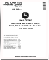 John Deere 640G-III, TimberJack 460D Skidders and 648G-III Grapple Skidders Operation and Test Manual (TM1084)