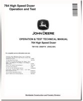 John Deere 764 High Speed Dozers Operation and Test Manual (TM11192)