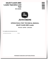 John Deere 444JR (SN. from 620388) Diesel Forklift Loaders Operation and Test Manual (TM11202)