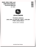 John Deere EZtrak Z425, Z445, Z465 (SN. from 100001) and Z435 (SN. from 170001) Zero-Turn Mowers Technical Manual (TM113019)