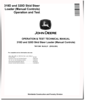 John Deere 318D and 320D Skid Steer Loaders with Manual Controls Operation and Test Manual (TM11398)