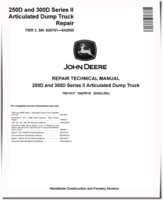 John Deere 250D and 300D Series II Tier 3 Articulated Dump Trucks (SN: 626761-642000) Repair Manual (TM11517)